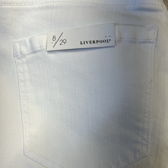 Liverpool Maternity Jeans 8 White Crop Over Belly Straight Rolled Leg Stretch - Picture 11 of 16